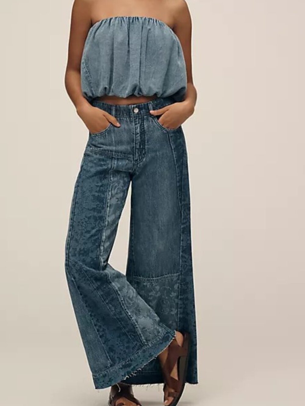 Adi Patchwork Mid-Rise Flare Jeans by Pilcro: Reworked Edition Size 27 Tall